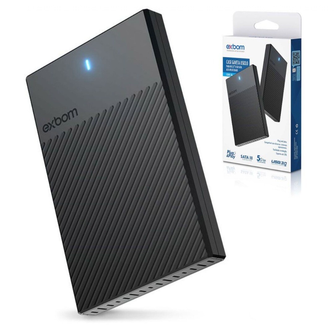 Case para HD e SSD Externo 2.5 Polegadas SATA USB 3.0 EXBOM